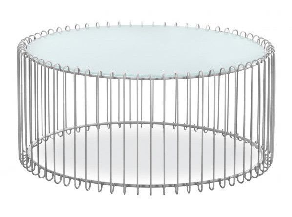 Set de 2 tables basses verre blanc et pieds métal gris Vret D 85/D 60 cm - Photo n°2