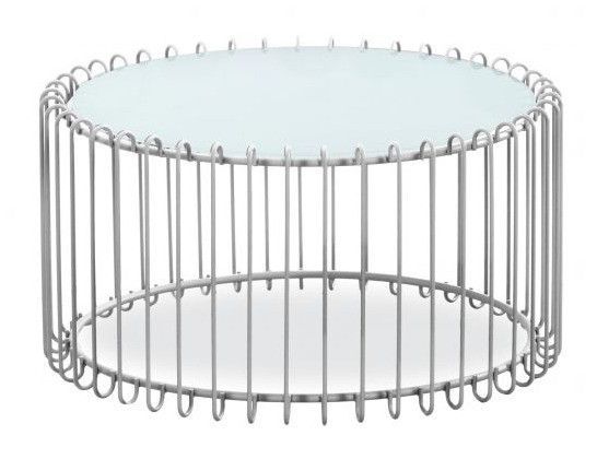Set de 2 tables basses verre blanc et pieds métal gris Vret D 85/D 60 cm - Photo n°3