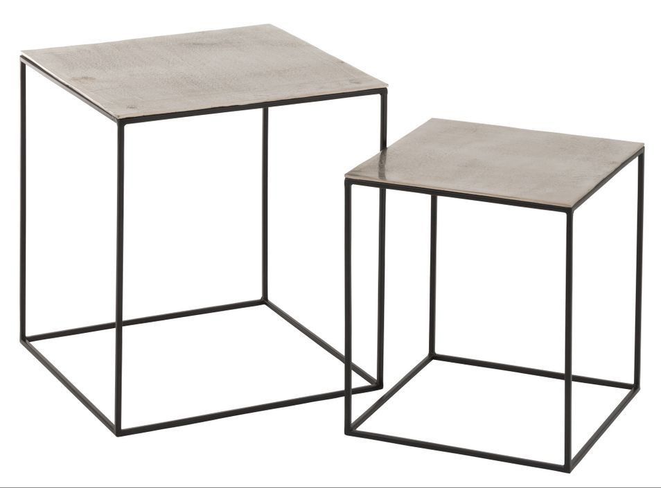 Set de 2 tables carrées métal argent Vicky L 50 cm - Lot de 2 - Photo n°1