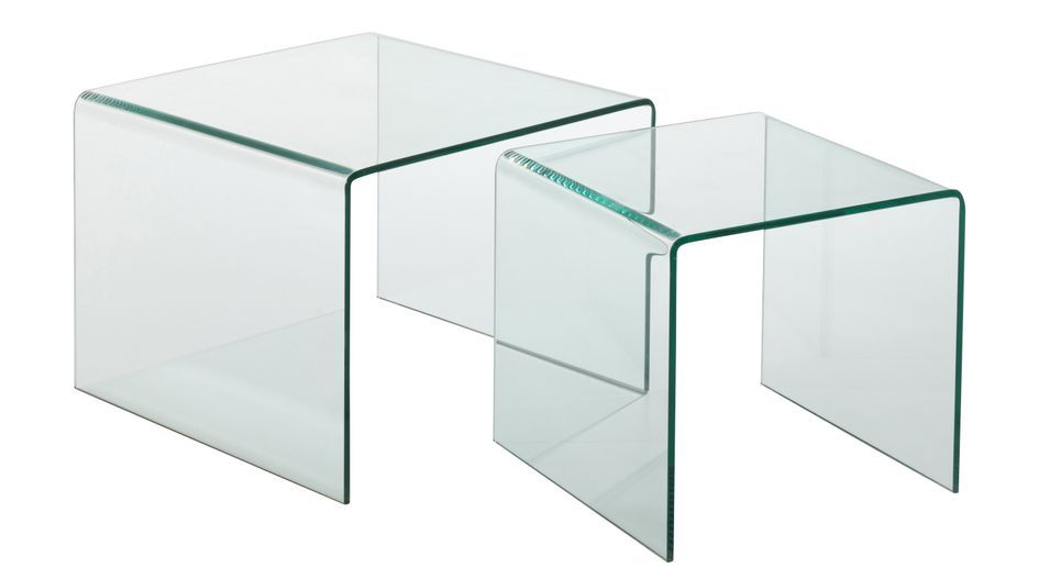 Set de 2 tables en verre transparent Guy L 65 cm - Lot de 2 - Photo n°1