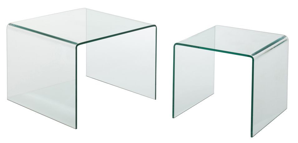 Set de 2 tables en verre transparent Guy L 65 cm - Lot de 2 - Photo n°3