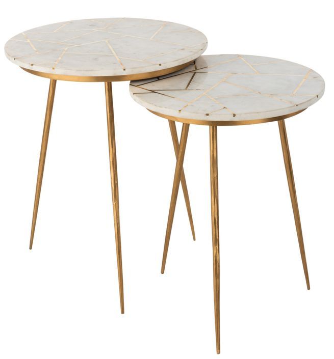 Set de 2 tables gigogne marbre bicolore Obito - Photo n°1
