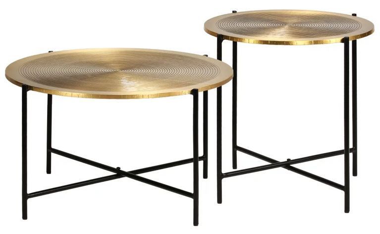 Set de 2 tables gigognes métal doré et noir Arliv - Photo n°1