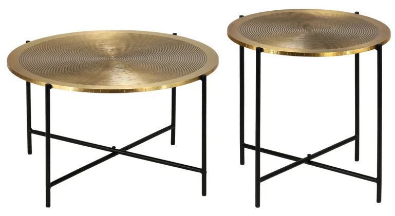 Set de 2 tables gigognes métal doré et noir Arliv - Photo n°2