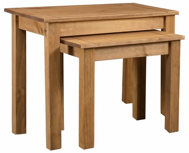 Set de 2 tables gigognes pin massif foncé Cosa - Photo n°1
