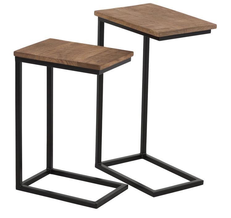 Set de 2 tables rectangulaire métal naturel Gio L 40/L 37 cm - Photo n°1