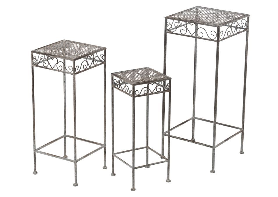 Set de 3 tables d'appoint de jardin métal gris Ilona L 30 cm - Photo n°1