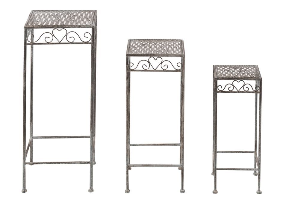 Set de 3 tables d'appoint de jardin métal gris Ilona L 30 cm - Photo n°2