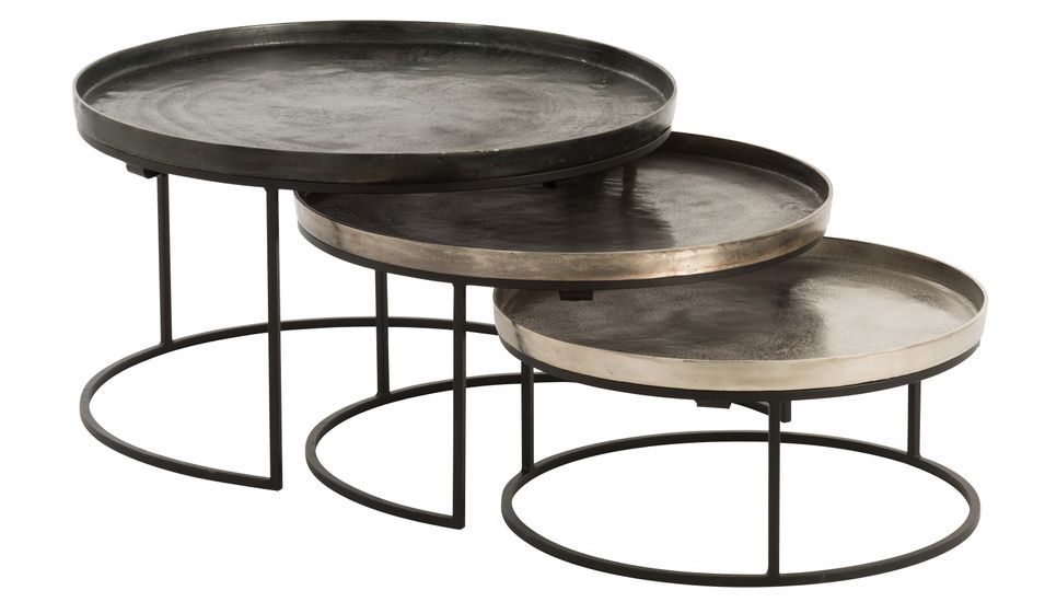 Set de 3 tables gigognes aluminium Judi D 77-D 67-D 60 cm - Photo n°1