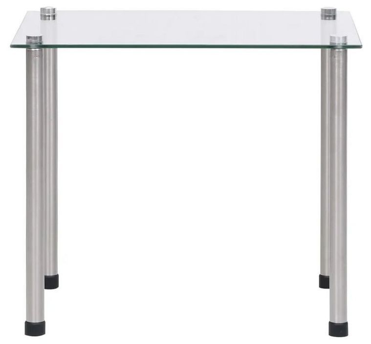 Set de 3 tables gigognes verre trempé transparent et pieds métal gris Rosi - Photo n°5