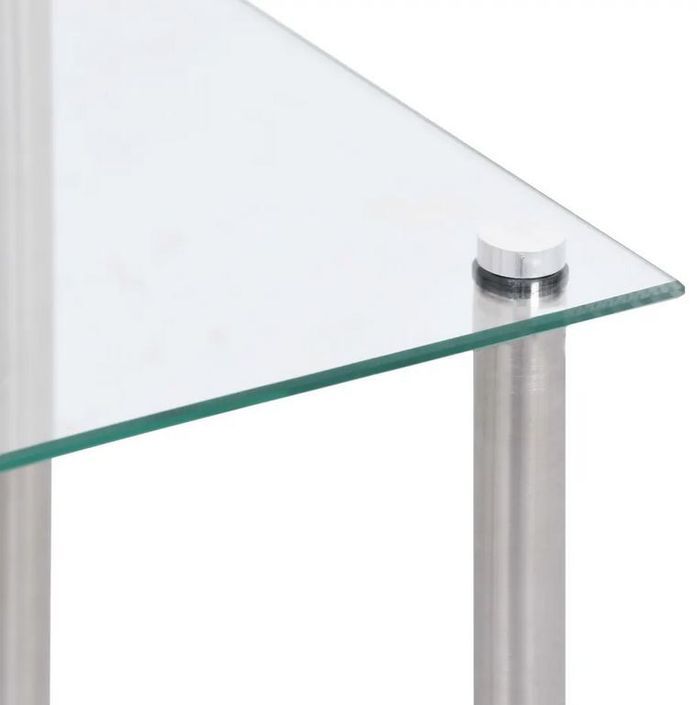 Set de 3 tables gigognes verre trempé transparent et pieds métal gris Rosi - Photo n°9