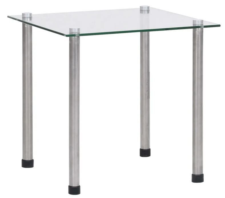 Set de 3 tables gigognes verre trempé transparent et pieds métal gris Rosi - Photo n°7