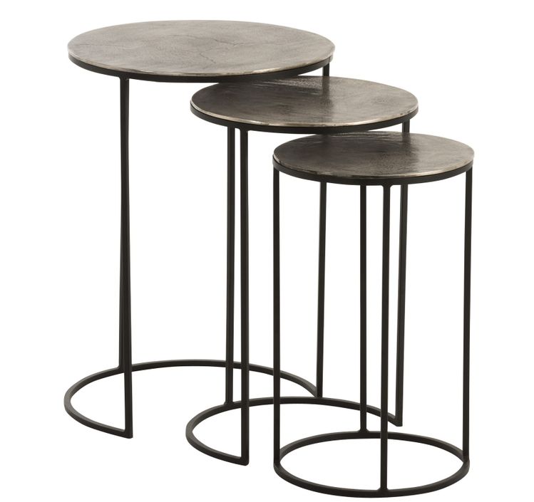 Set de 3 tables rondes aluminium bicolore Ash D 42/D 35/D 30 cm - Photo n°1