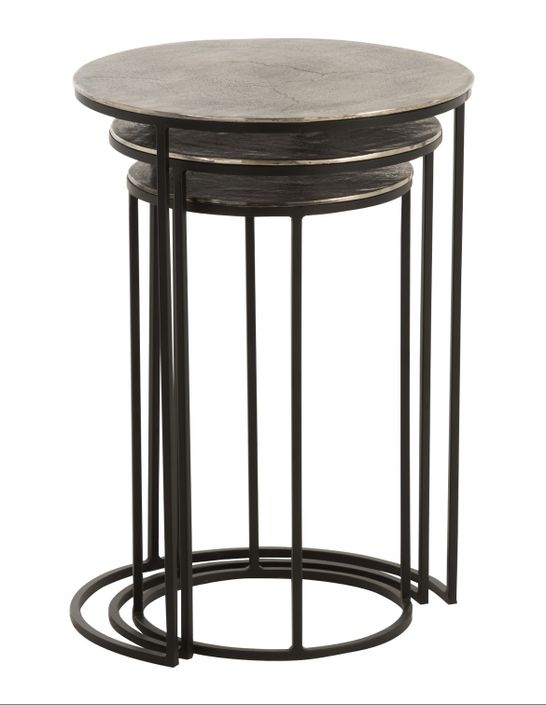 Set de 3 tables rondes aluminium bicolore Ash D 42/D 35/D 30 cm - Photo n°3