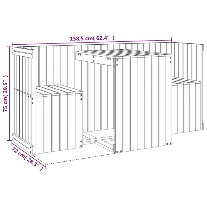 Set de balcon 2 places bois de Douglas massif - Photo n°9