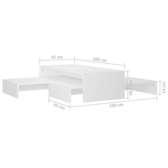 Set tables basses gigognes Blanc 100x100x26,5 cm - Photo n°9