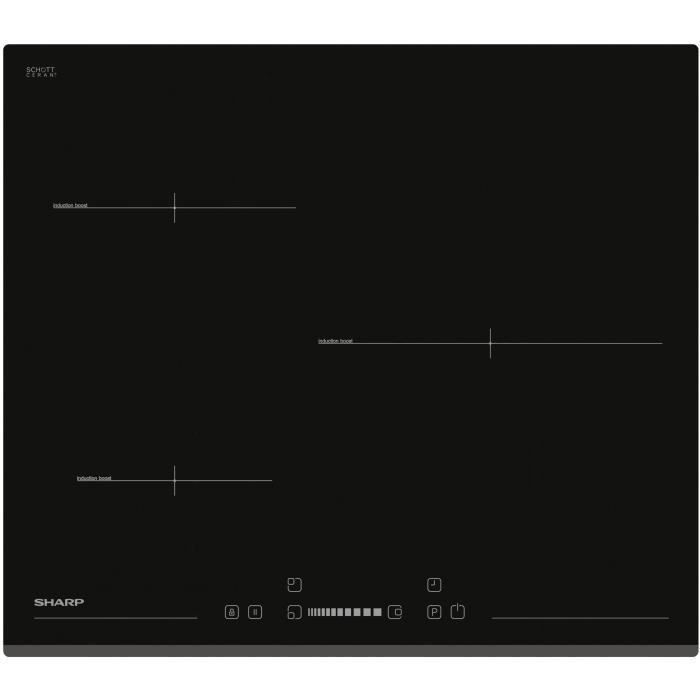 SHARP KH-6I31BS00 Table de cuisson induction - 3 zones - 7200 W - L 52 x P 59 - Revetement verre - Noir - Photo n°1