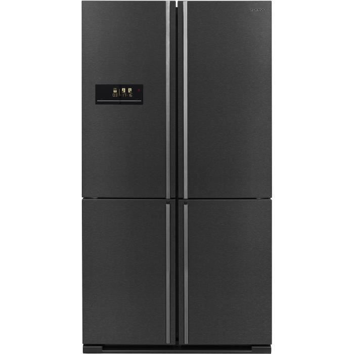 SHARP SJ-F1560E0A - Réfrigérateur 4 Portes - 560 L (390 + 170 L) - Froid ventilé no frost - L 91 x H 185 cm - Inox noir - Photo n°1