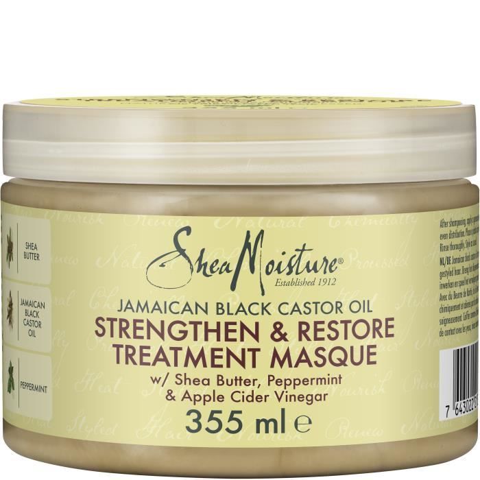 Shea Moisture Masque pour cheveux Fortifiant et Restaurateur a l'huile de ricin noir jamaicain, Traitement pour cheveux secs, 355ml - Photo n°1