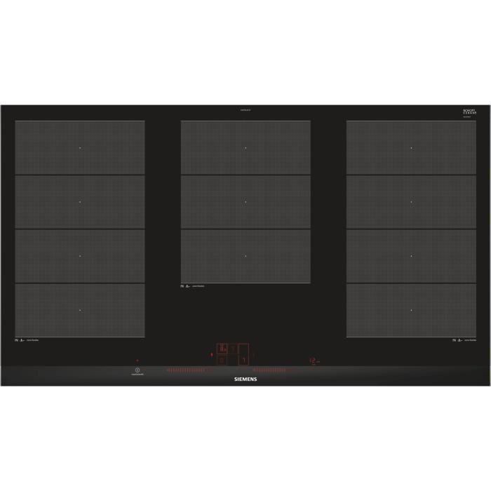 SIEMENS EX975LXC1F Table de cuisson induction - 5 zones - 11100 W max - L 91,2 x P 52 cm - Revetement verre - Noir - Profil inox - Photo n°1