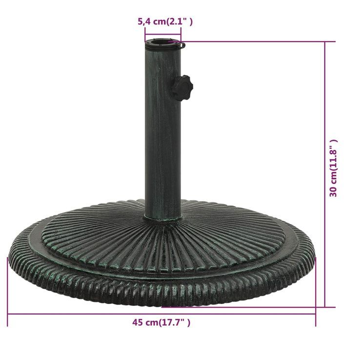 Socle de parasol Vert 45x45x30 cm Fonte - Photo n°7