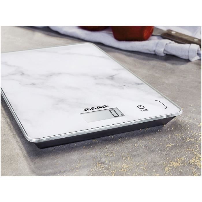 SoeHNLE Compact Balance électronique - 5 kg - Blanc effet marbre - Photo n°2