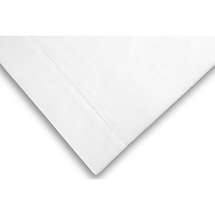 SOLEIL d'OCRE Drap plat Camille - Coton percale - 240 x 300 cm - Blanc - Photo n°2