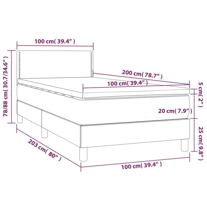 Sommier à lattes de lit avec matelas et LED Crème 100x200 cm - Photo n°8