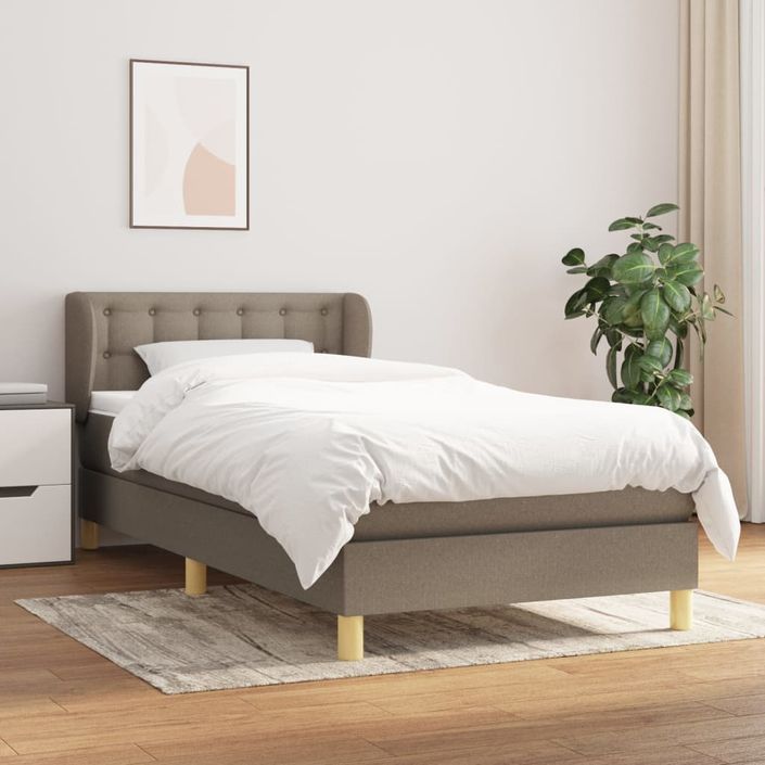 Sommier à lattes de lit avec matelas Taupe 90x190 cm Tissu - Photo n°1