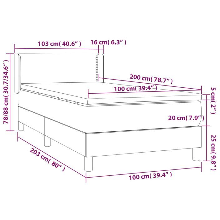 Sommier à lattes de lit avec matelas Vert 100x200 cm Tissu - Photo n°7