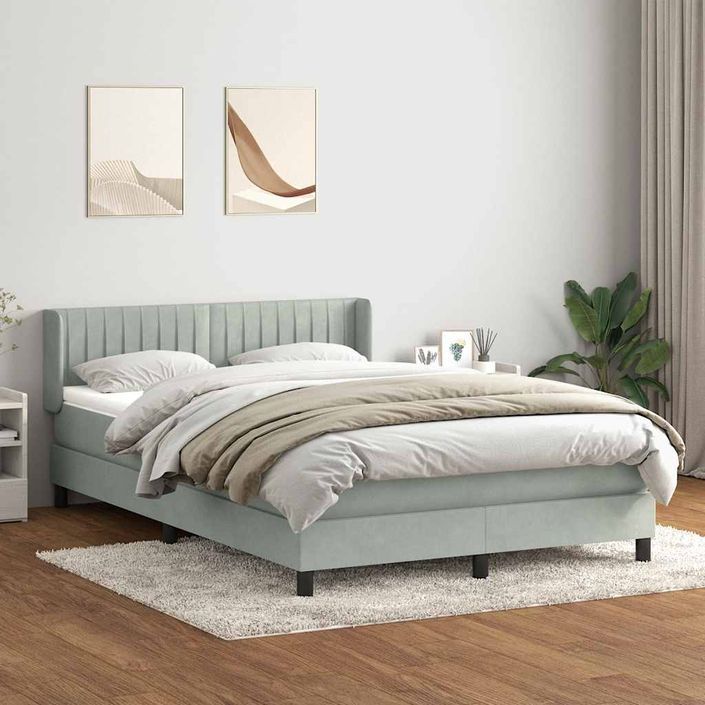 Sommier à lattes de lit et matelas gris clair 140x220cm velours - Photo n°3