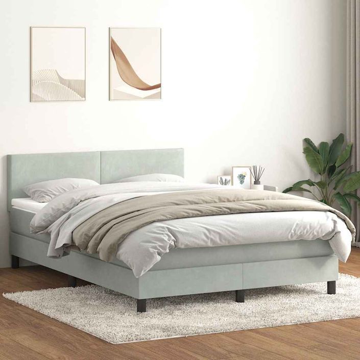 Sommier à lattes de lit et matelas gris clair 160x210cm velours - Photo n°1