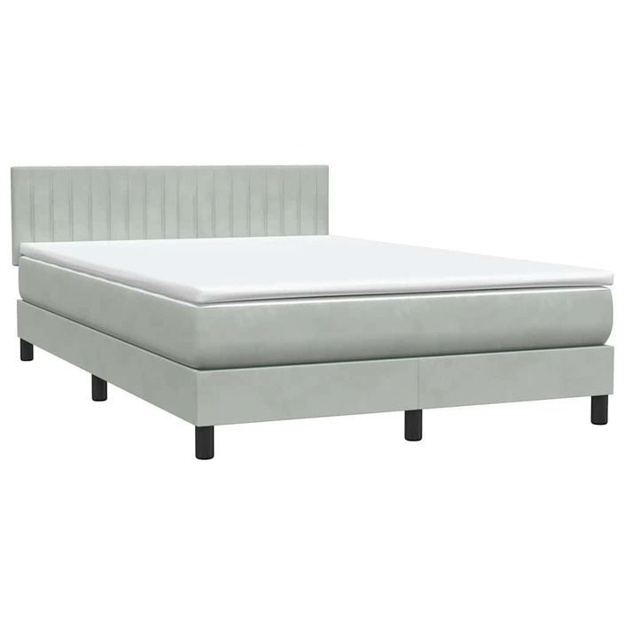 Sommier à lattes de lit et matelas gris clair 160x210cm velours - Photo n°5