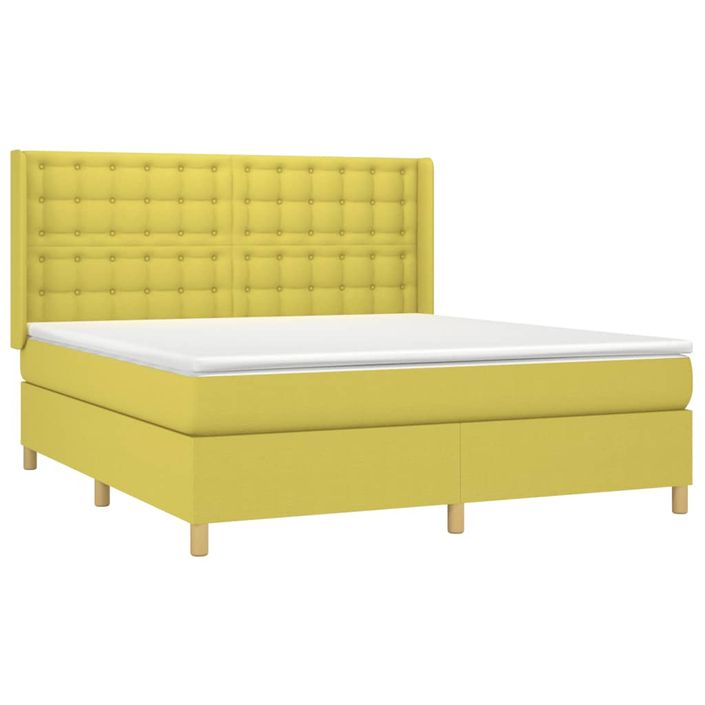 Lit à sommier tapissier avec matelas et LED Vert 160x200 cm Tissu - Photo n°4