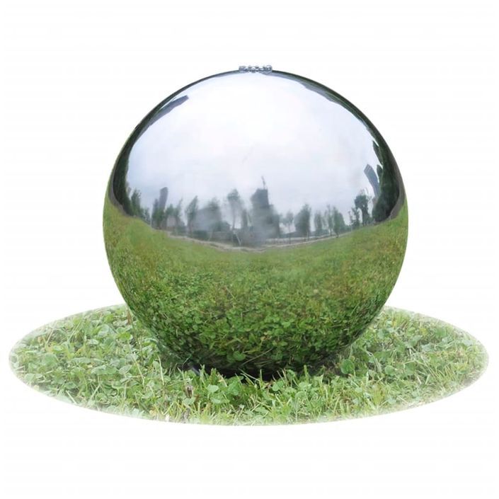 Sphère de fontaine de jardin avec LED Acier inoxydable 30 cm - Photo n°1