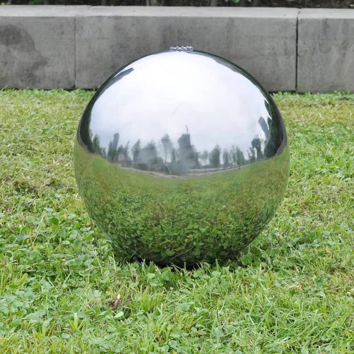 Sphère de fontaine de jardin avec LED Acier inoxydable 30 cm - Photo n°3