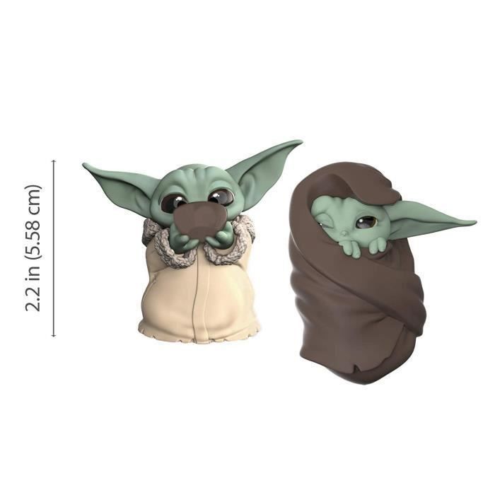 Star Wars The Mandalorian - Pack de 2 figurines Baby Bounties The Child Bébé Yoda de 5,5 cm - Buvant sa soupe et dans sa couverture - Photo n°1