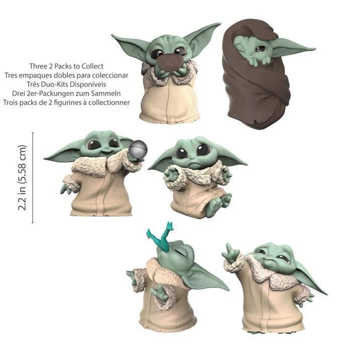 Star Wars The Mandalorian - Pack de 2 figurines Baby Bounties The Child Bébé Yoda de 5,5 cm - Buvant sa soupe et dans sa couverture - Photo n°2