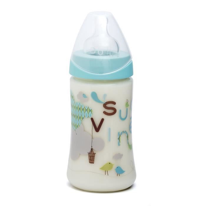 SUAVINEX Set de 4 biberons Welcome Baby avec doseur de lait et sucette avec attache - 150 ml / 270 ml - Bleu - Photo n°6