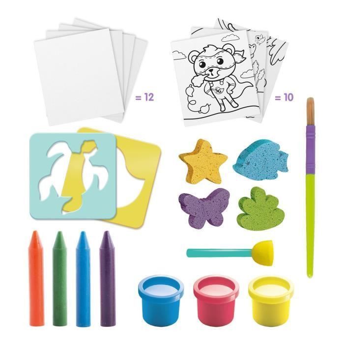 SUPER GREEN Kit de 3 activités bio : coloriage, tampons et peinture - Photo n°4