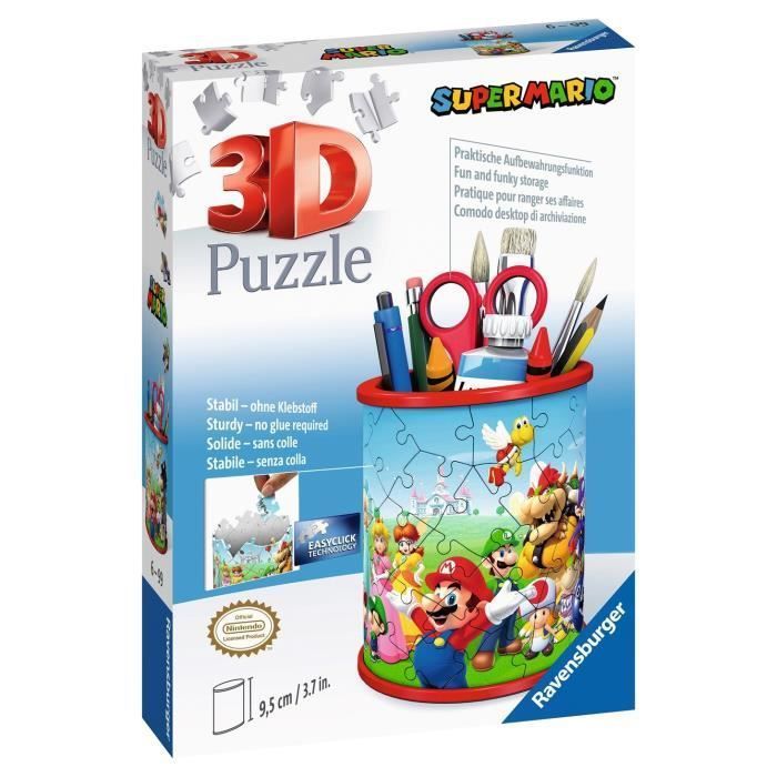 SUPER MARIO Puzzle 3D Pot a crayons - Ravensburger - Puzzle 3D enfant - sans colle - Pot a crayons 54 pieces - Des 6 ans - Photo n°1