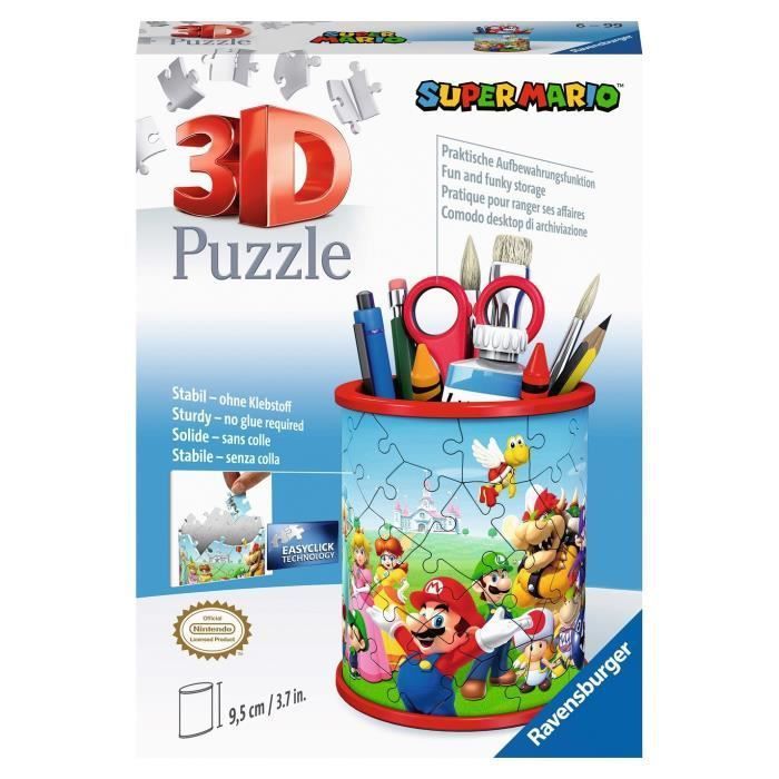 SUPER MARIO Puzzle 3D Pot a crayons - Ravensburger - Puzzle 3D enfant - sans colle - Pot a crayons 54 pieces - Des 6 ans - Photo n°2