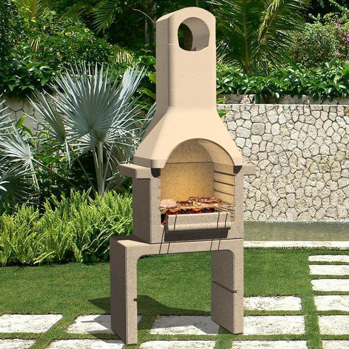 Support de barbecue au charbon de bois Béton avec cheminée - Photo n°1