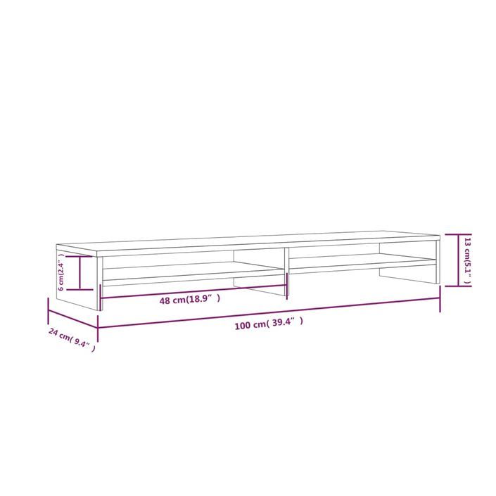 Support de moniteur 100x24x13 cm Bois de pin solide - Photo n°8