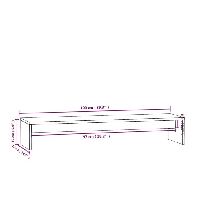 Support de moniteur 100x27x15 cm Bois de pin solide - Photo n°8