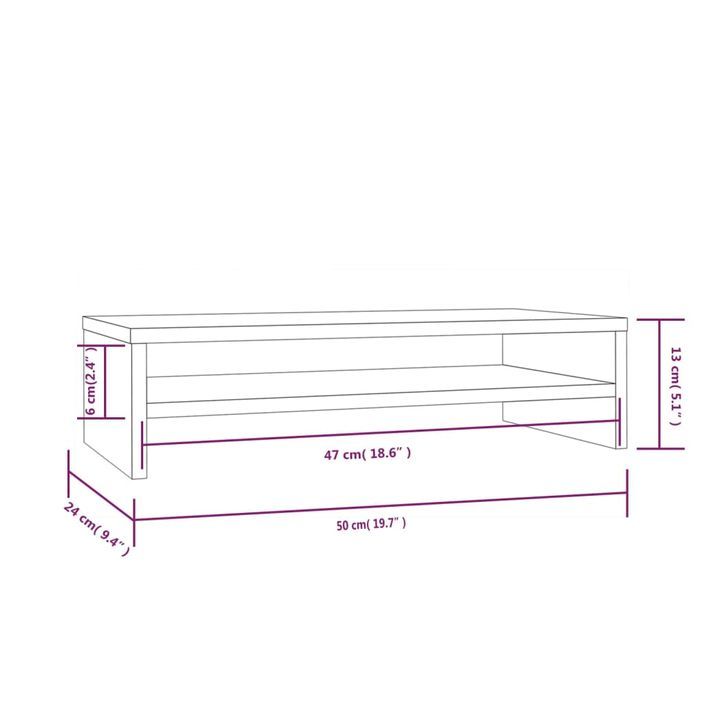 Support de moniteur 50x24x13 cm Bois de pin solide - Photo n°8