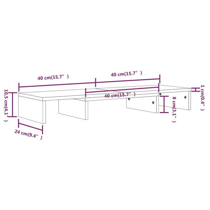 Support de moniteur 80x24x10,5 cm Bois de pin solide - Photo n°10