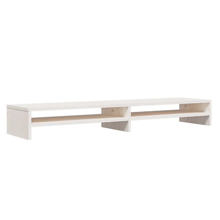 Support de moniteur Blanc 100x24x13 cm Bois de pin solide - Photo n°2