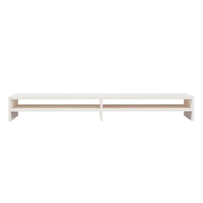 Support de moniteur Blanc 100x24x13 cm Bois de pin solide - Photo n°5