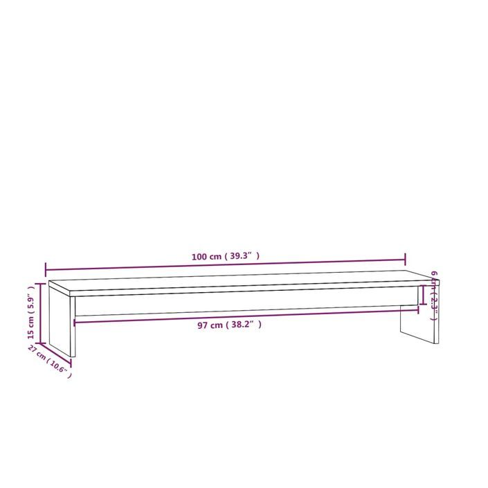 Support de moniteur Blanc 100x27x15 cm Bois de pin solide - Photo n°8